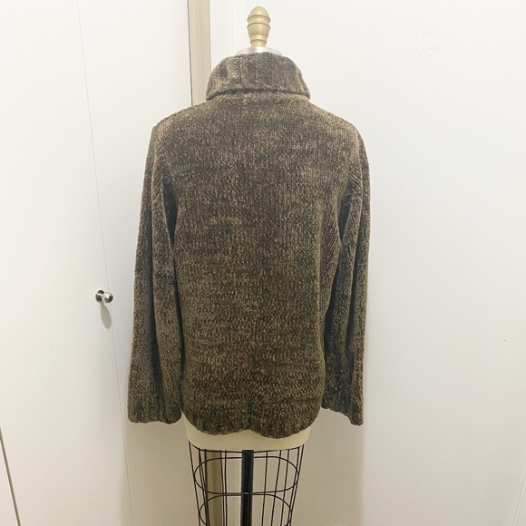 Tradition Super Soft Turtle Neck Long Sleeve Cable Knit Style Sweater Brown S/M - Picture 3 of 8